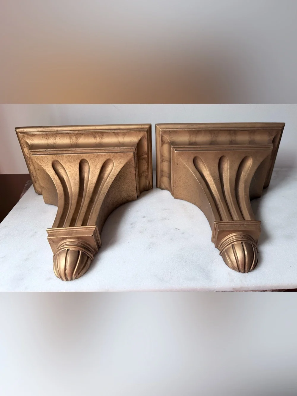 Decorative Wall Corbels Shelf Pair in gold